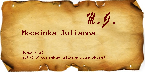 Mocsinka Julianna névjegykártya